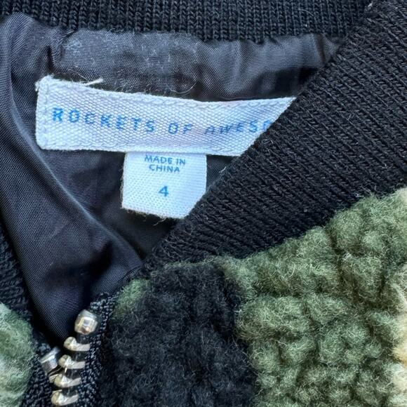 Rockets of Awesome Girls Camo Sherpa Jacket Sz 4 - Picture 4 of 4